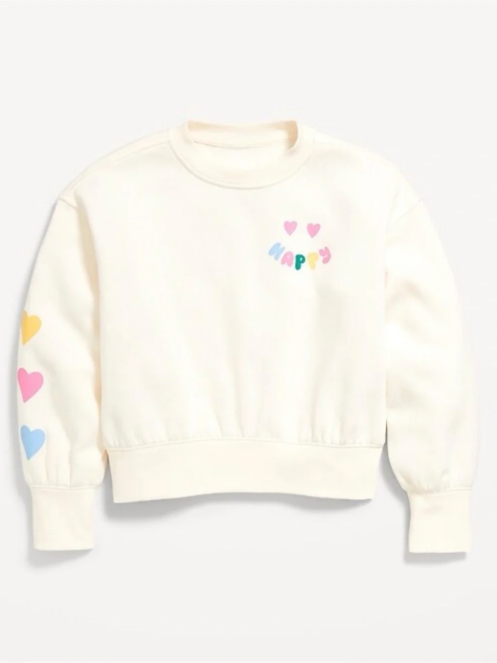 XL (14-16) | Old Navy Girls Favorite Fleece Happy Heart Graphic Sweatshirt